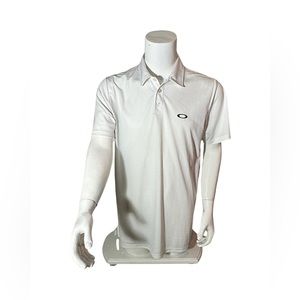 Men’s Oakley Polo Shirt White Large L Golf Polo Short Sleeve EUC